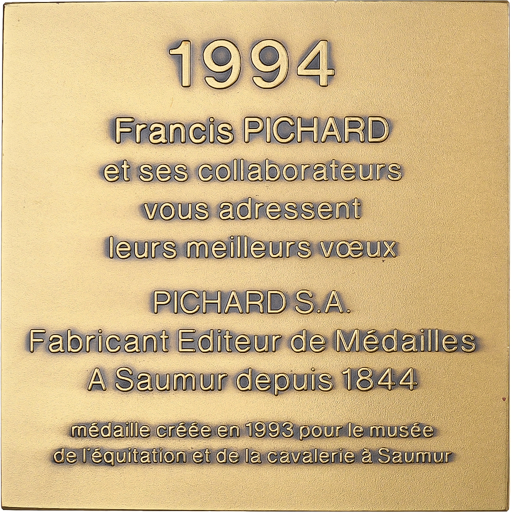 France, Medal, Musée de l'équitation et cavalerie, Saumur, 1994, Bronze