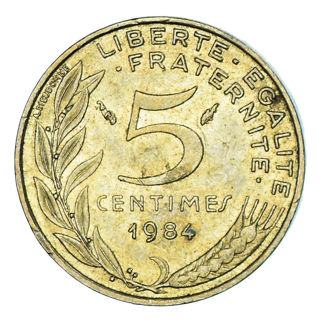 Coin, France, 5 Centimes, 1984