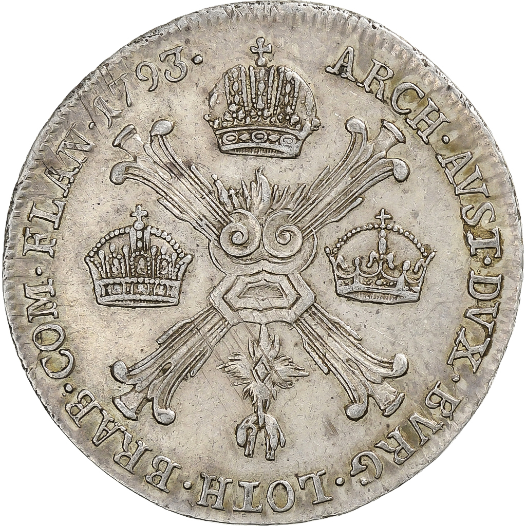 Austrian Netherlands, Francis II, 1/4 Kronenthaler, 1793, Kremnica, Silver