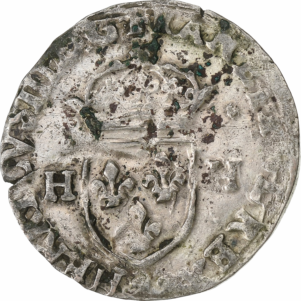 France, Henri III, Douzain aux deux H, 1577, Rennes, Billon, VF
