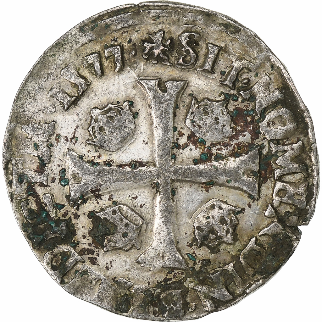 France, Henri III, Douzain aux deux H, 1577, Rennes, Billon, VF