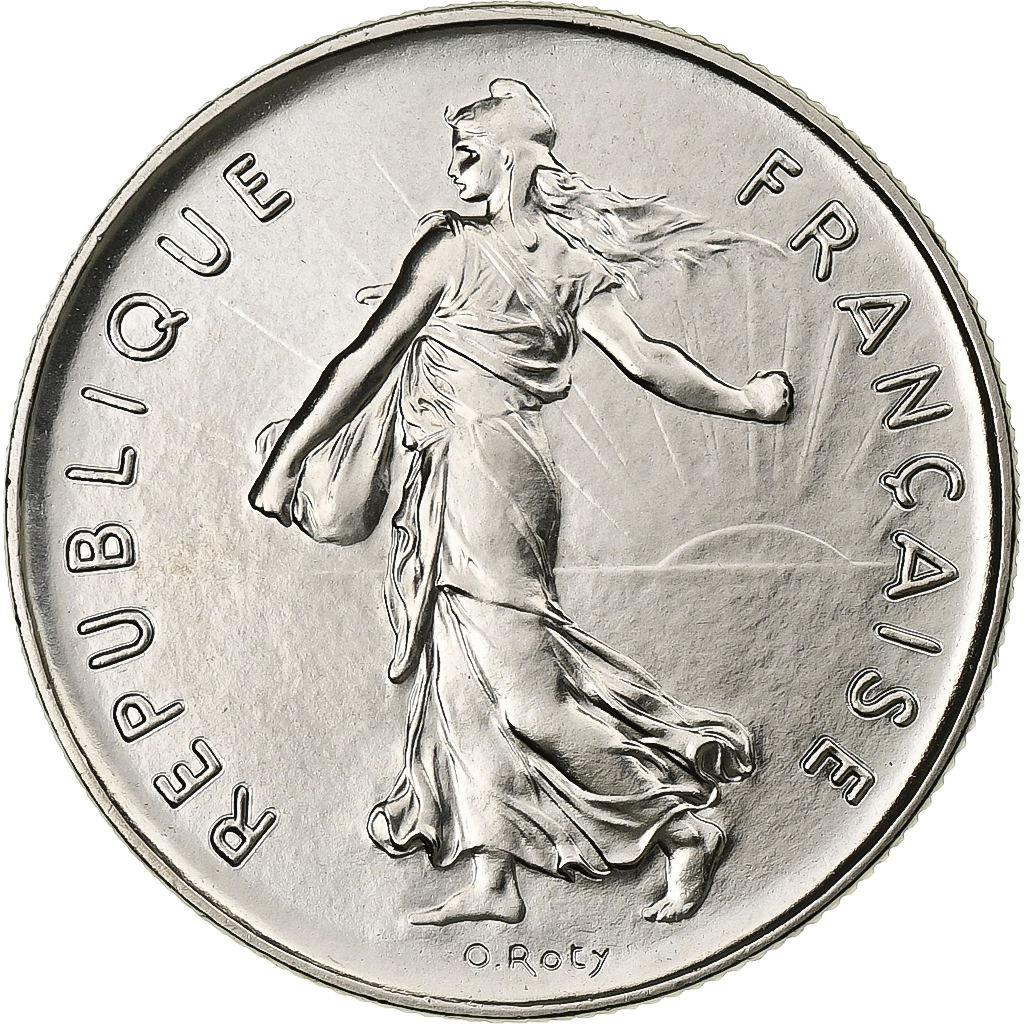 France, 5 Francs, Semeuse, 1977, MDP, série FDC, Cupronickel, 