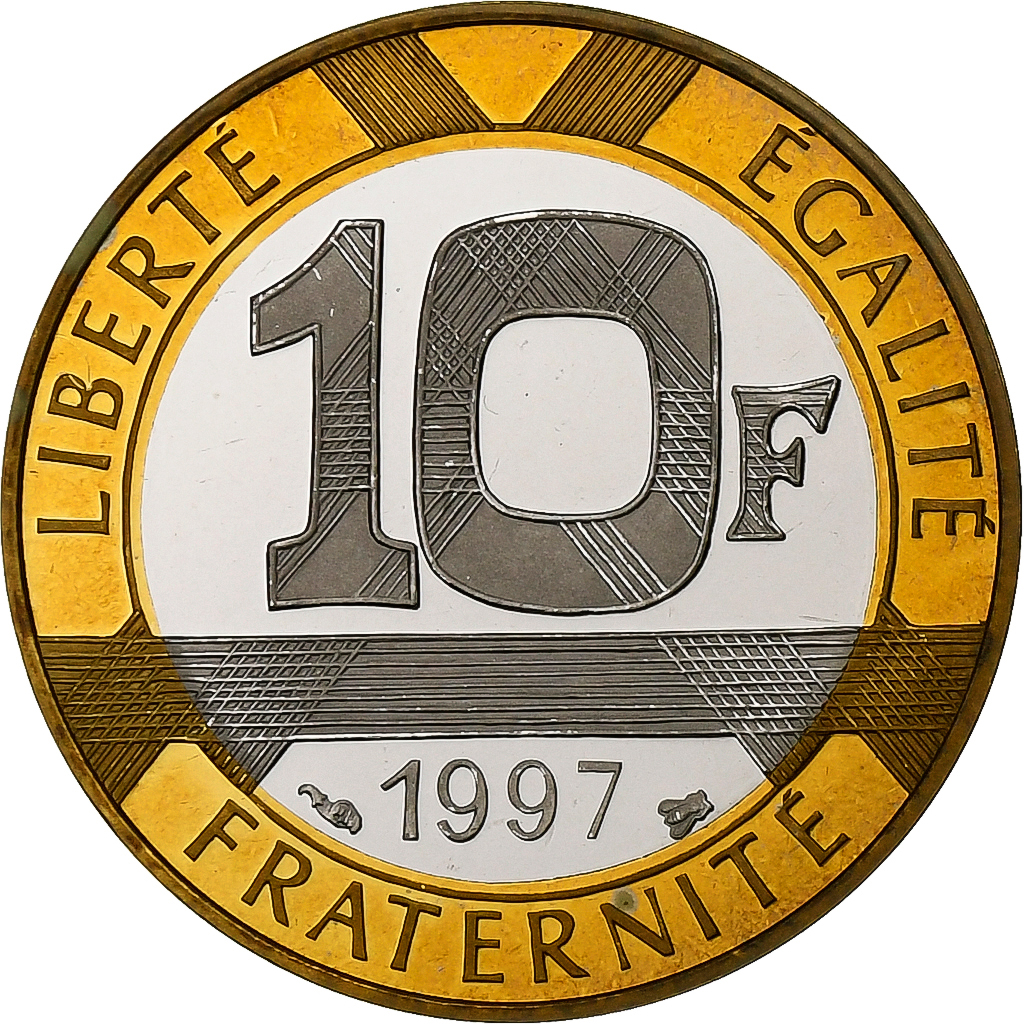 France, 10 Francs, Génie, 1997, MDP, Proof, Bi-Metallic, 