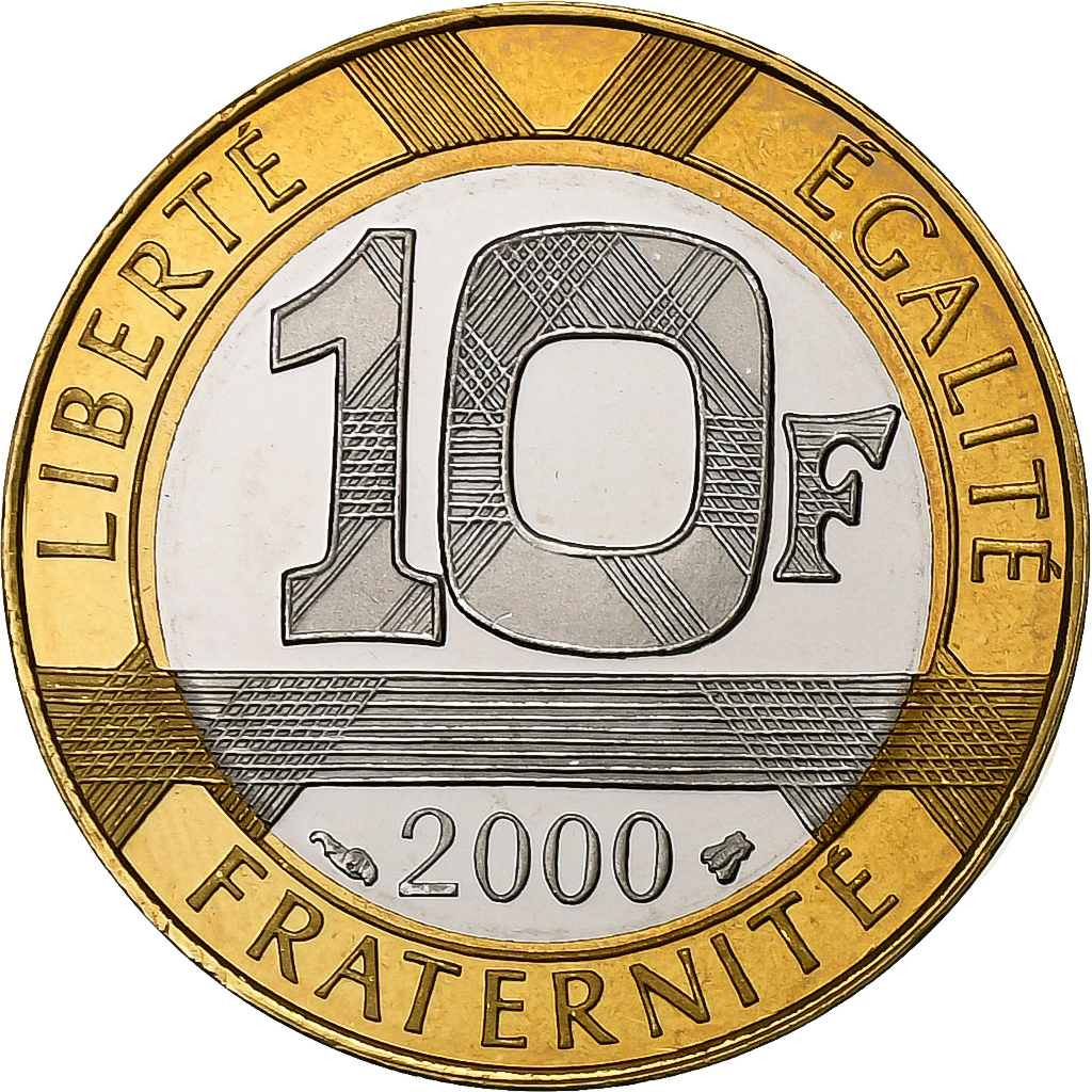 France, 10 Francs, Génie, 2000, MDP, Proof, Bi-Metallic, 