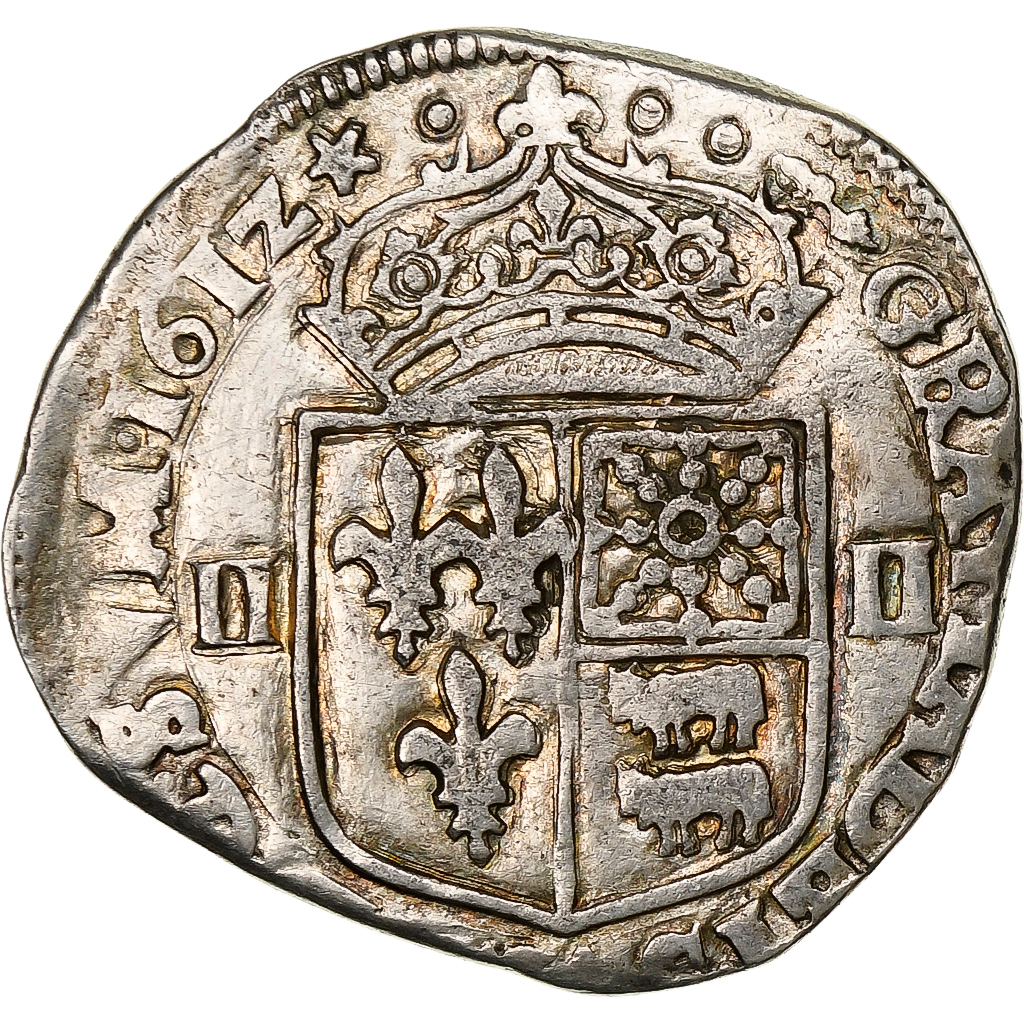 France, Louis XIII, 1/4 Ecu de Béarn, 1612, Pau, Silver, , Gadoury:30