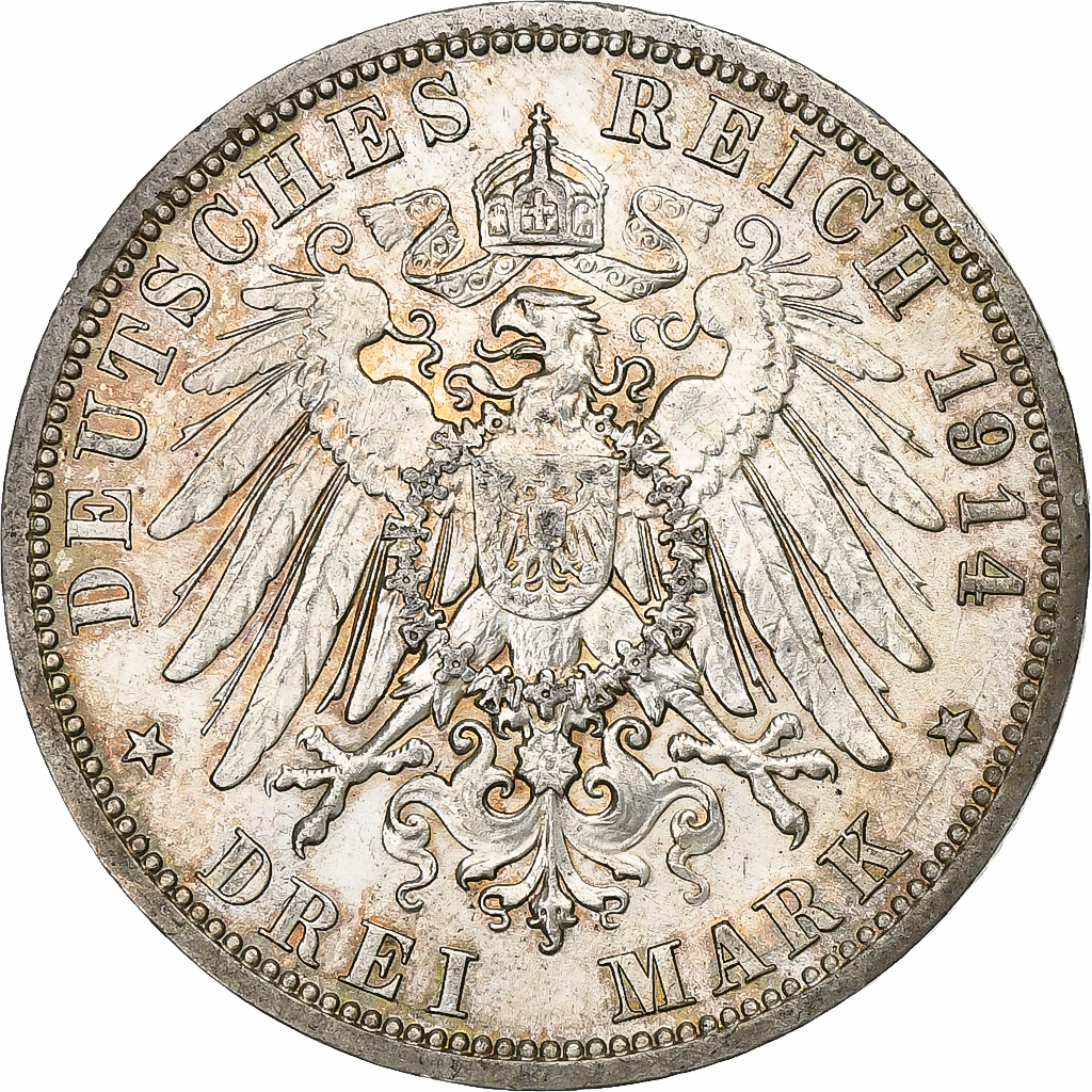 Kingdom of Prussia, Wilhelm II, 3 Mark, 1914, Berlin, Silver, , KM:538