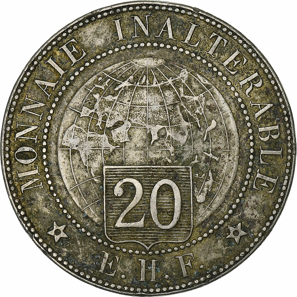 France, Module 20 Francs, 1896, Epreuve, Maillechort, , Gadoury:258.1