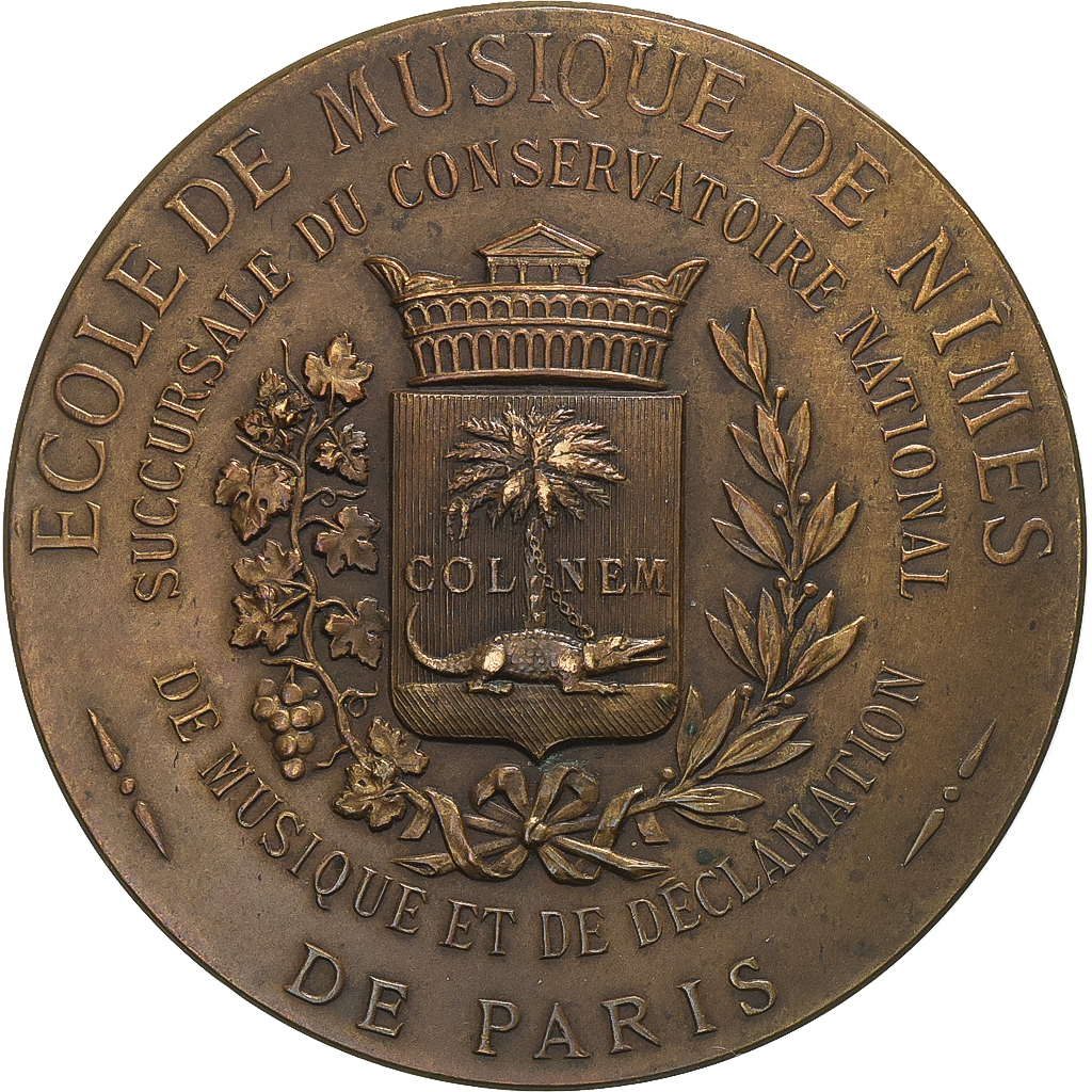 France, Medal, Music School, Nîmes, Bronze, 