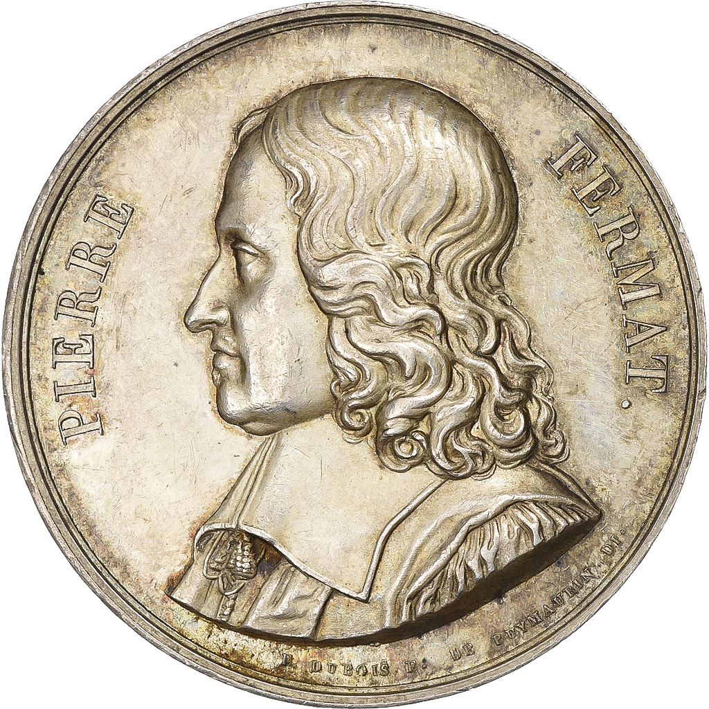 Frankrijk, Medaille, Pierre Fermat, Académie de Toulouse, 1822, Zilver