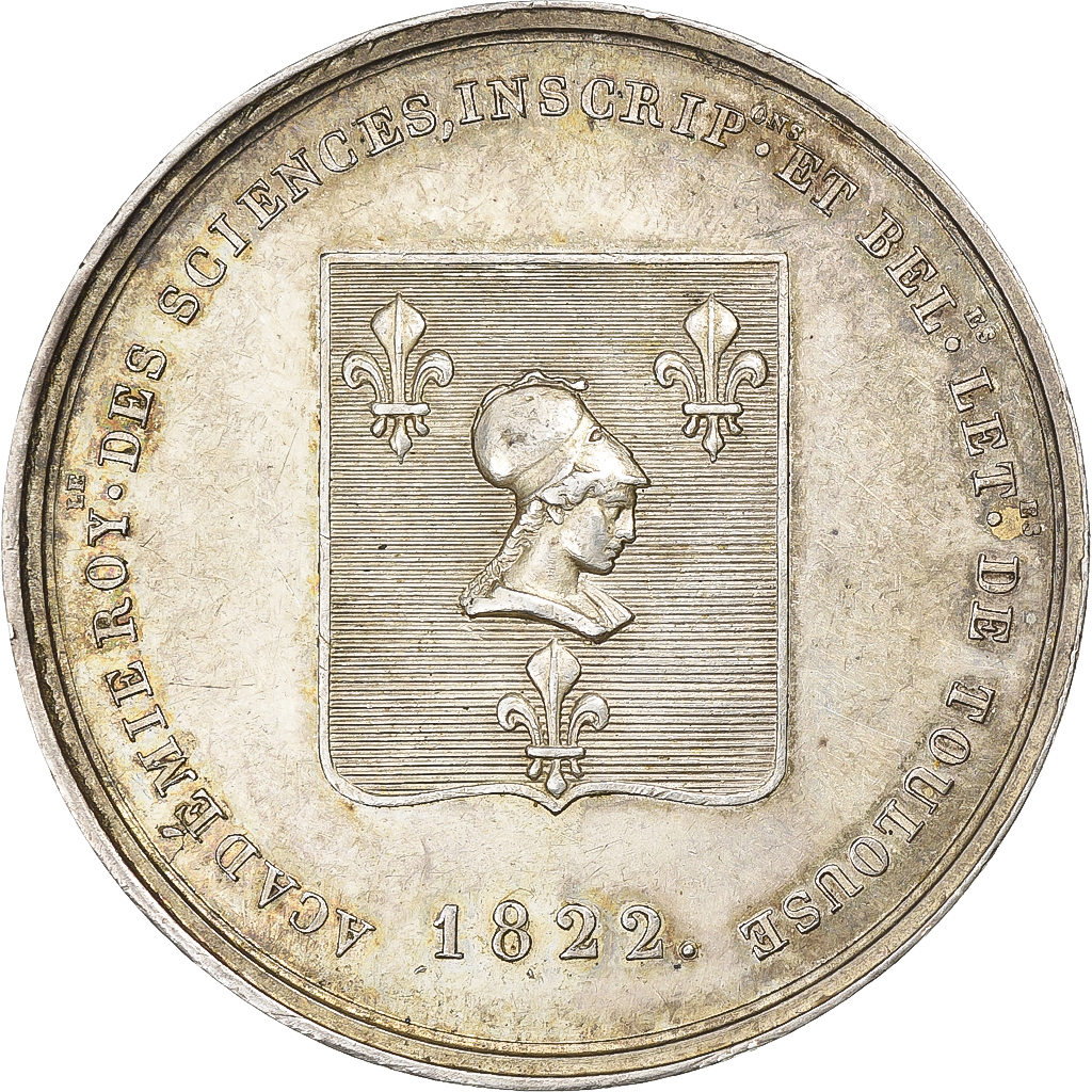 Frankrijk, Medaille, Pierre Fermat, Académie de Toulouse, 1822, Zilver