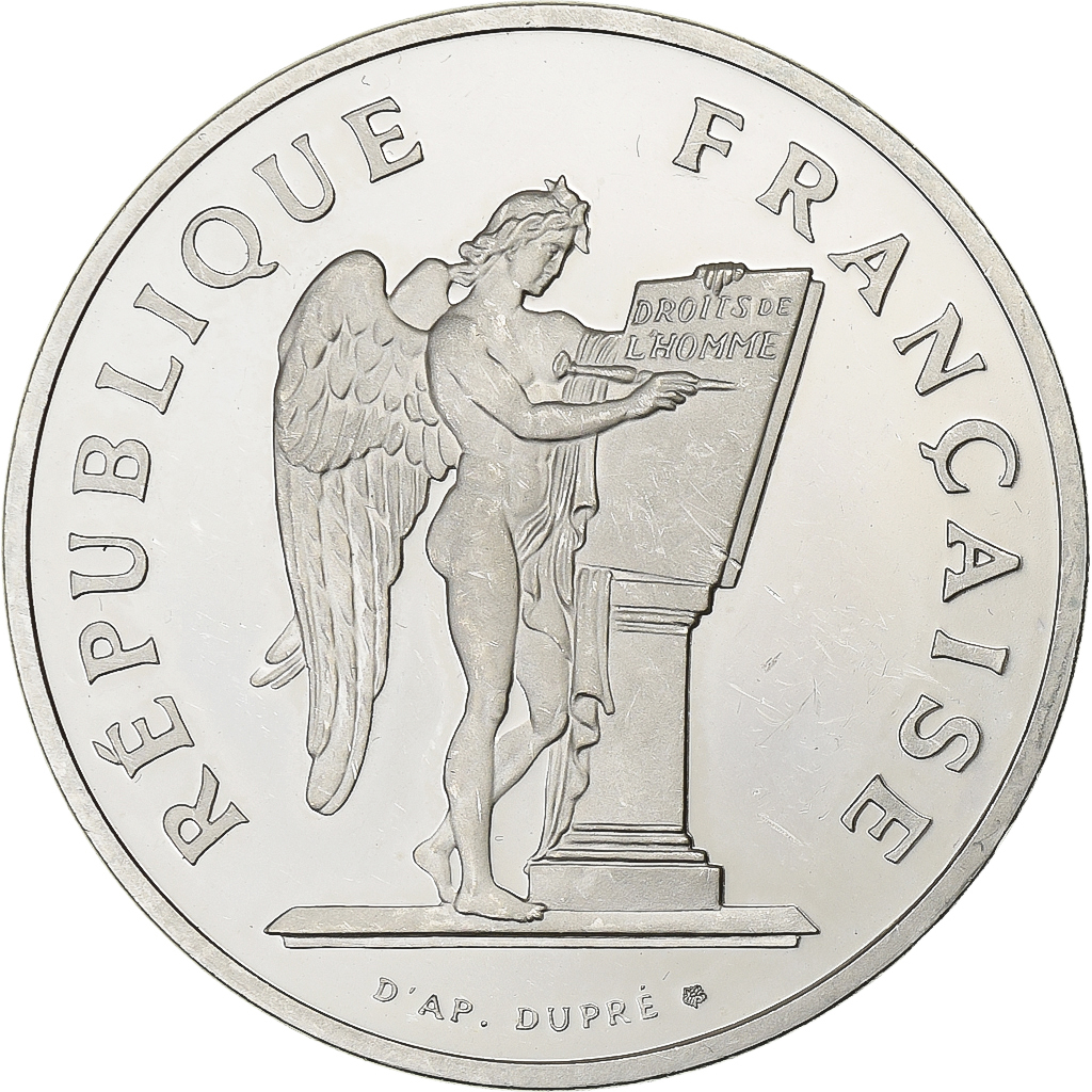 France, 100 Francs, Droits de l'Homme, 1989, MDP, Proof, Piéfort, Silver
