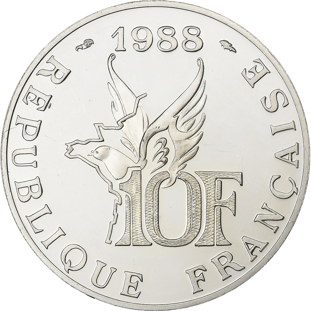 France, 10 Francs, Roland Garros, 1988, MDP, Proof, Silver, , Gadoury:821