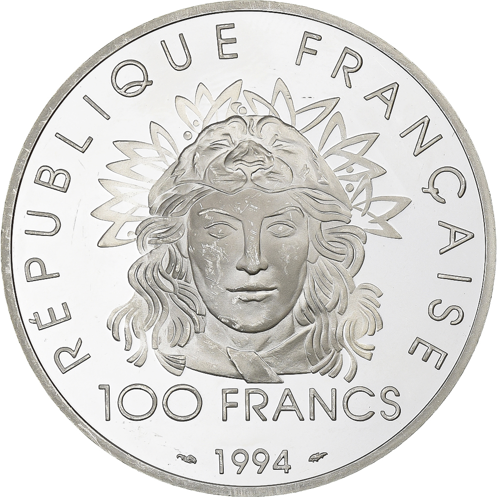 France, 100 Francs, Discolobe, 1994, MDP, Proof, Silver, , KM:1047