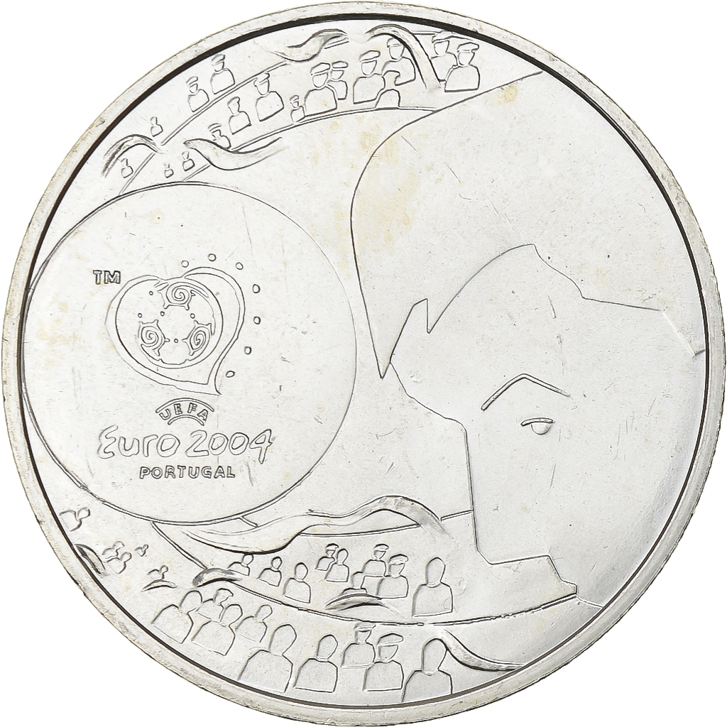Portugal, 8 Euro, Football - The Shot, 2004, Lisbon, Zilver, UNC-, KM:757