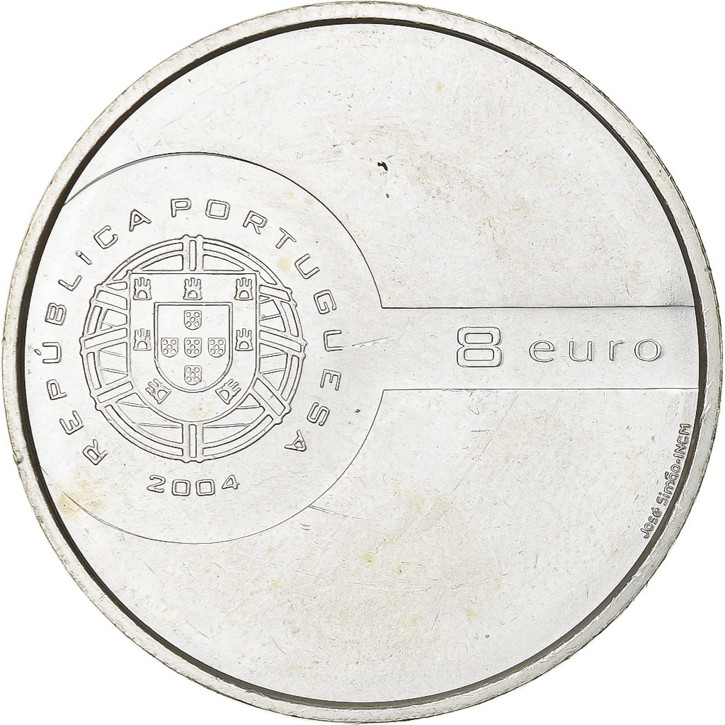 Portugal, 8 Euro, Football - The Shot, 2004, Lisbon, Zilver, UNC-, KM:757