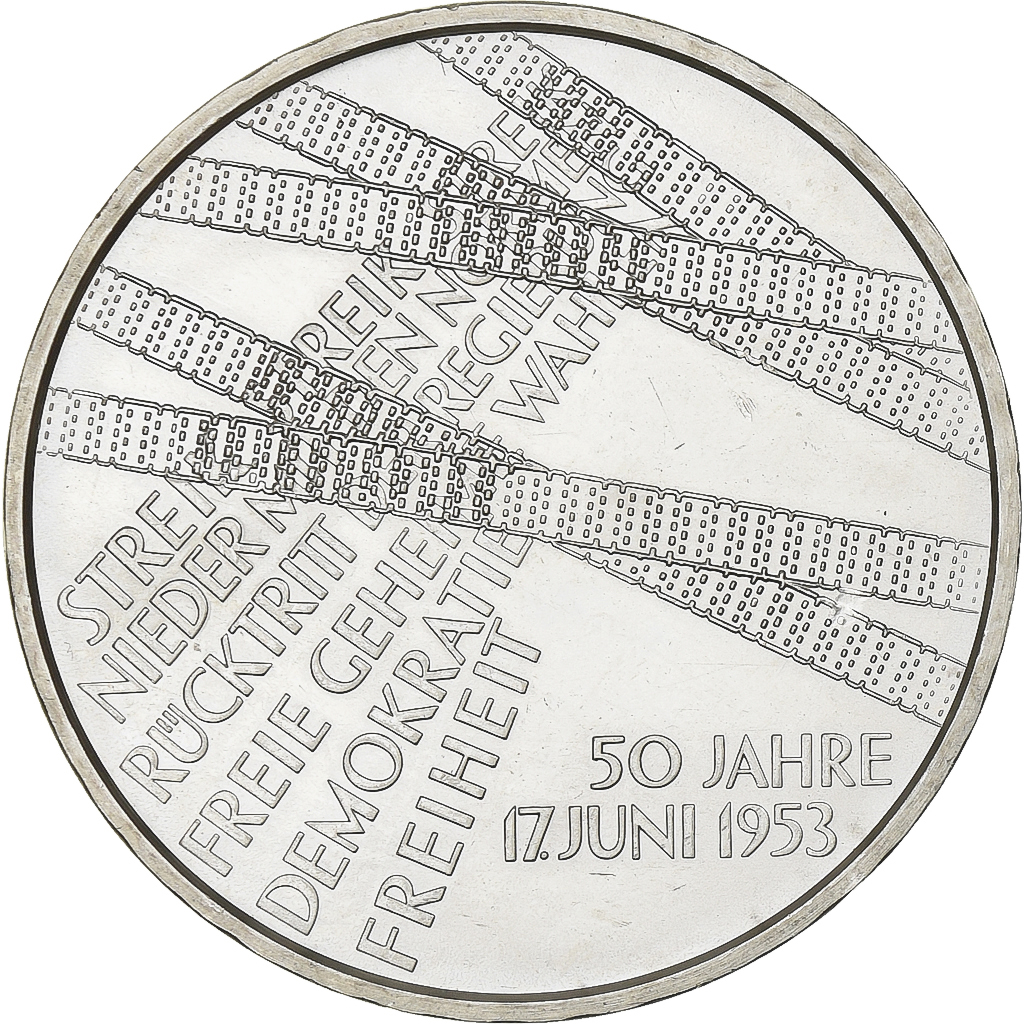 Germany, 10 Euro, Uprising in East Germany 1953, 2003, Berlin, Silver, 