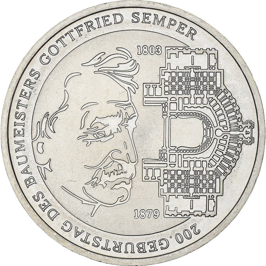 Germany, 10 Euro, Gottfried Semper, 2003, Karlsruhe, Silver, , KM:227