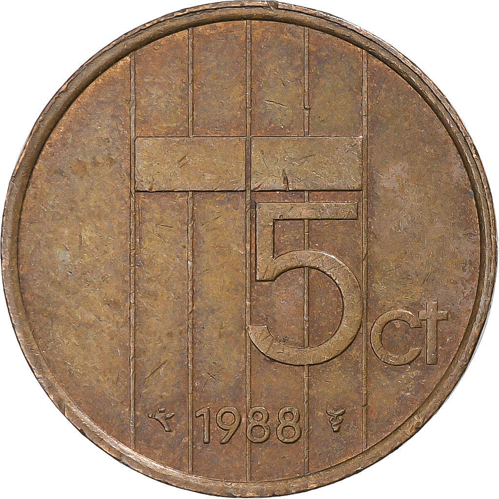 Netherlands, 5 Cents, 1988