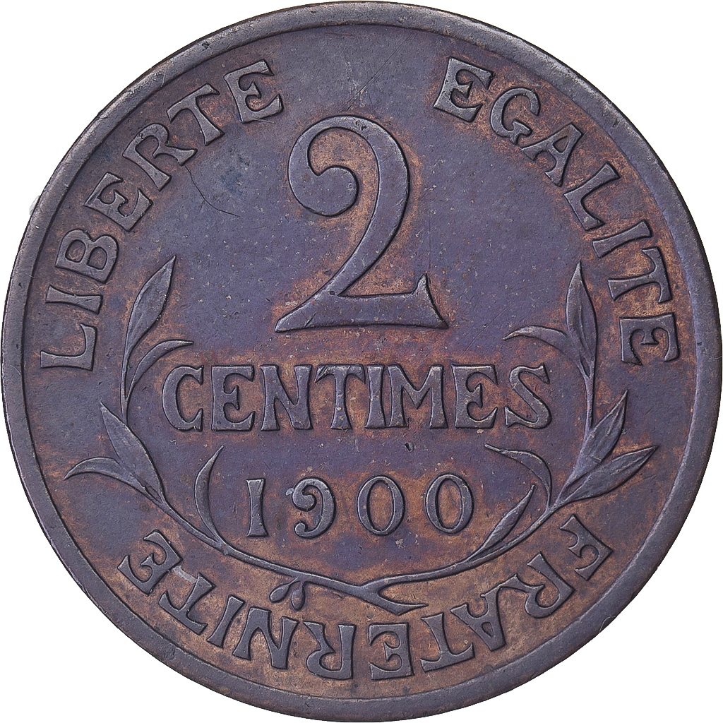 France, 2 Centimes, Daniel-Dupuis, 1900, Paris, Bronze, , Gadoury:107