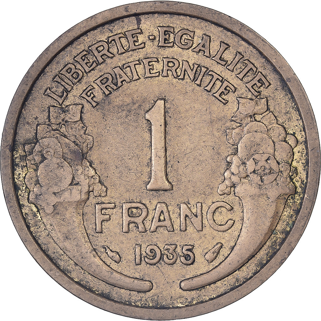 France, 1 Franc, Morlon, 1935, Paris, Cupro-Aluminium, , Gadoury:470