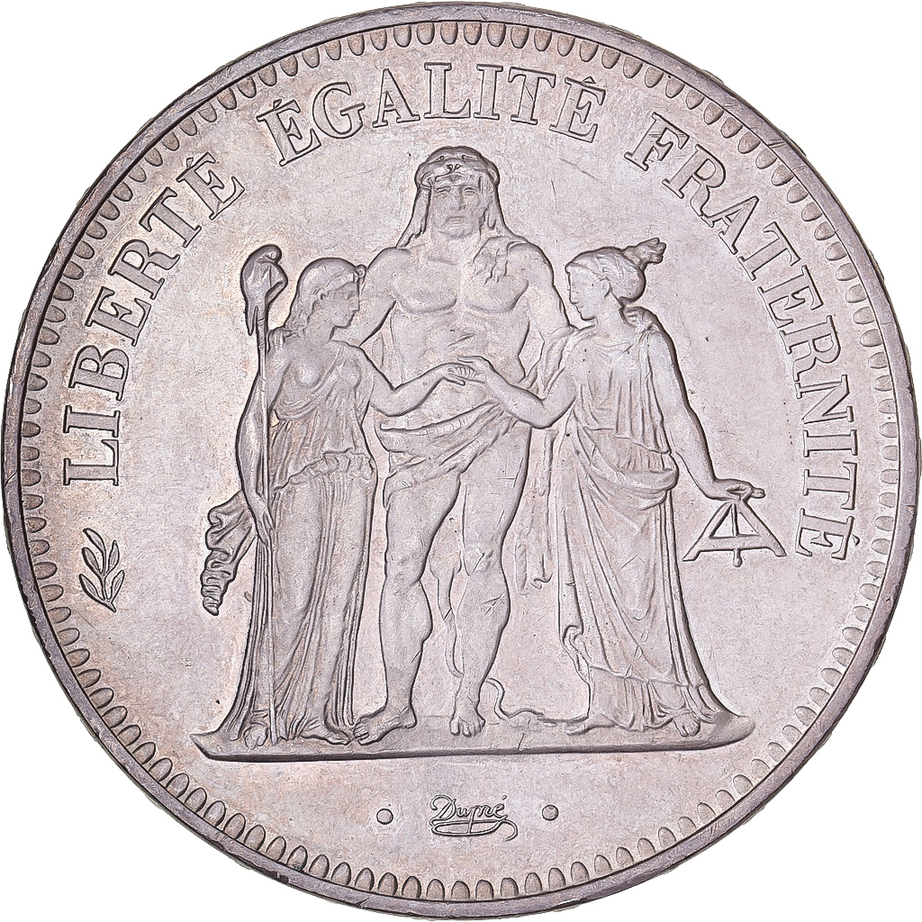 フランス50フラン銀貨 1974年 avers de la 20 francs. France, 50 Francs, Hercule, 1974, MDP, Obverse of 20 francs