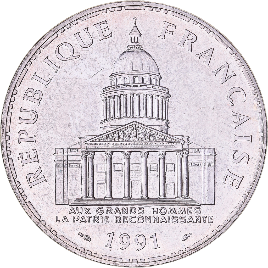 Frankrijk, 100 Francs, Panthéon, 1991, MDP, Zilver, UNC-, Gadoury:898