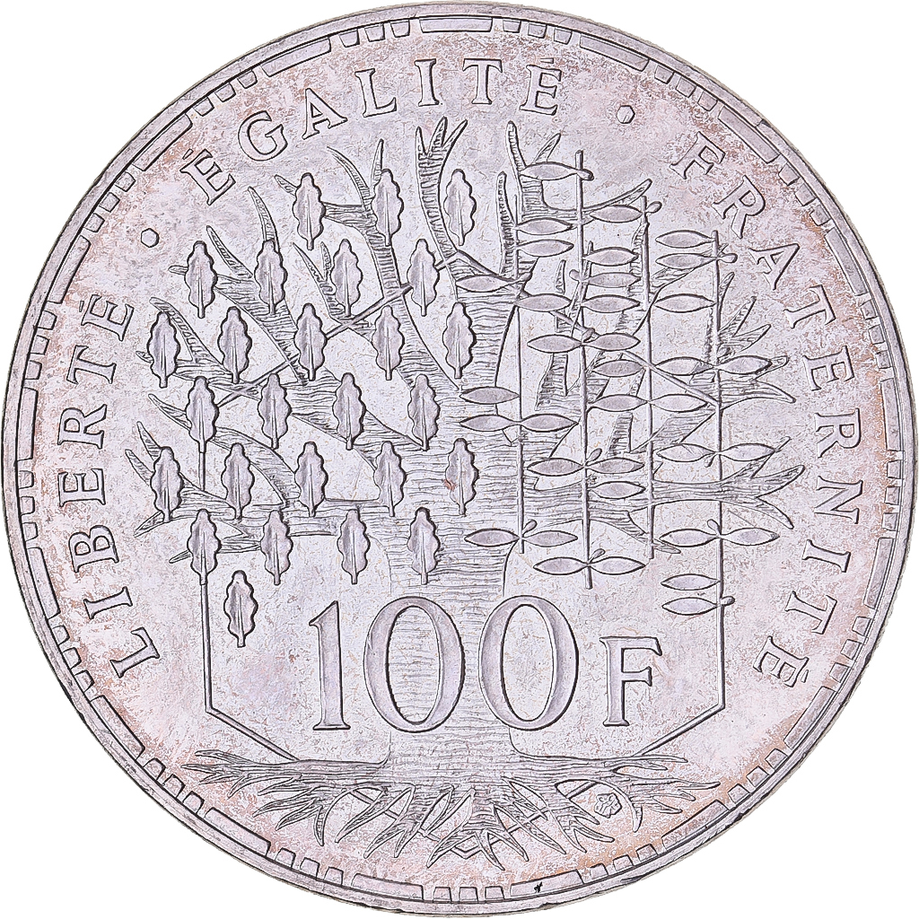 Frankrijk, 100 Francs, Panthéon, 1991, MDP, Zilver, UNC-, Gadoury:898