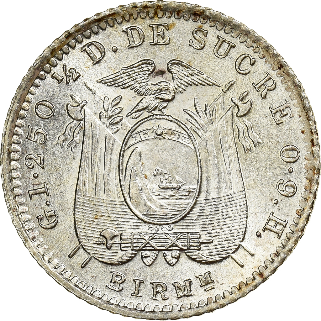 Ecuador, 1/2 Decimo, 1915, Heaton, Silver, , KM:55.2
