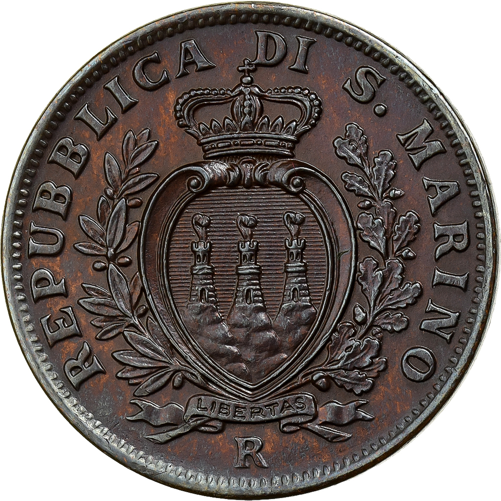 San Marino, 10 Centesimi, 1937, Rome, Bronze, MS, KM:13