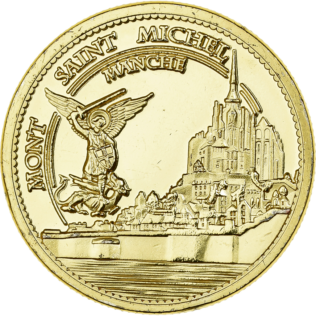 France, Medal, Mont Saint-Michel, La Manche, Gilt iron, Colourized, 