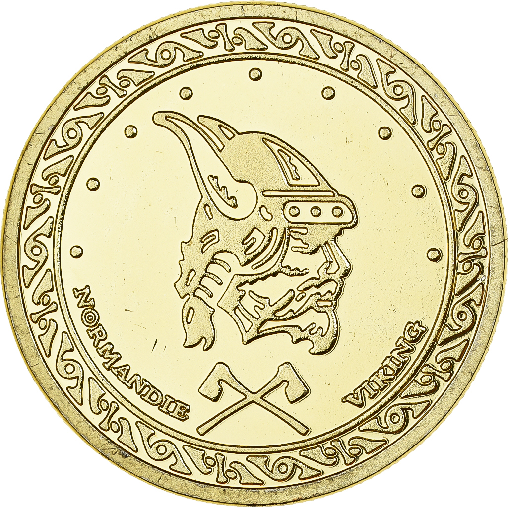 France, Medal, Normandie - Viking, Gilt iron, Colourized, 