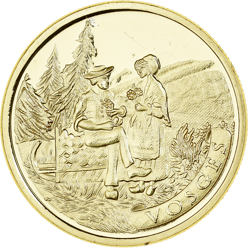 France, Medal, Les Vosges, Gilt iron, Colourized, 