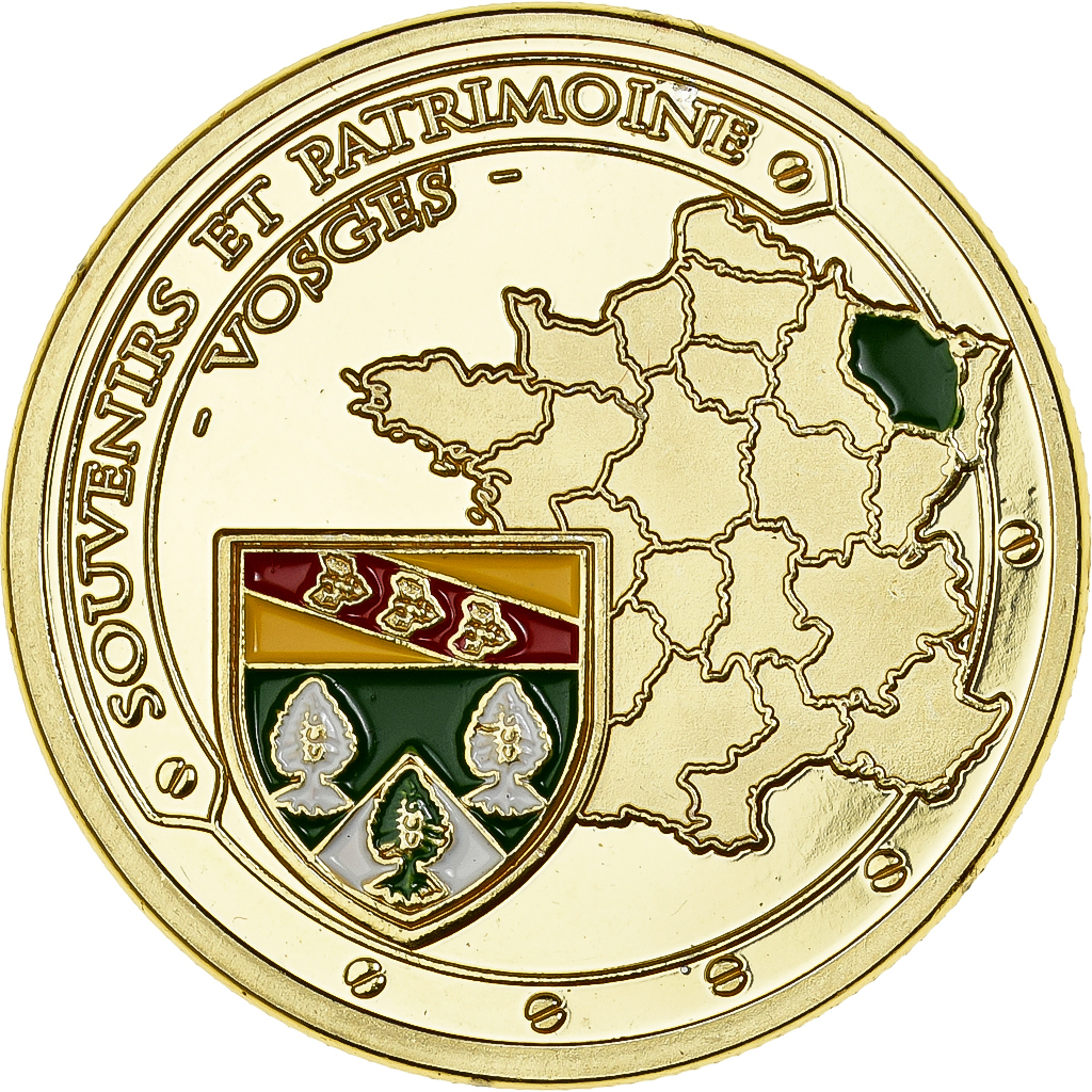France, Medal, Les Vosges, Gilt iron, Colourized, 