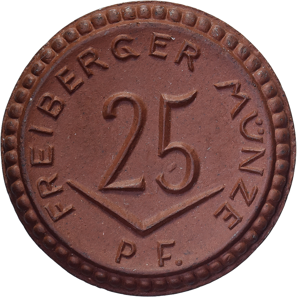 Weimar Republic, Stadt Freiberg, 25 Pfennig, 1921, , Porcelain