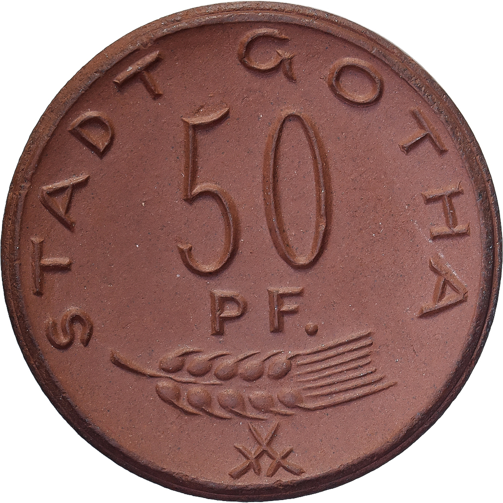 Weimar Republic, Stadt Gotha, 50 Pfennig, 1921, , Porcelain
