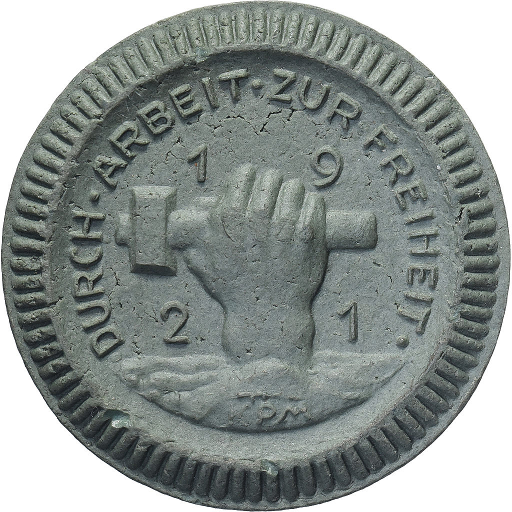 Weimar Republic, Stadt Waldenburg, 50 Pfennig, 1921, , Porcelain