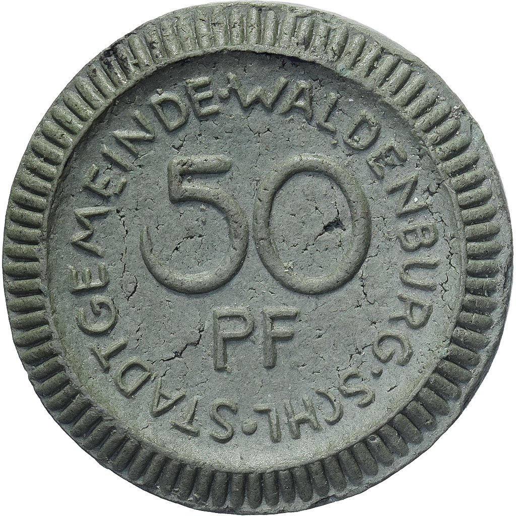 Weimar Republic, Stadt Waldenburg, 50 Pfennig, 1921, , Porcelain