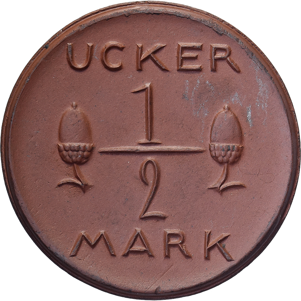 Weimar Republic, Stadt Prenzlau, 1/2 Mark, 1921, , Porcelain