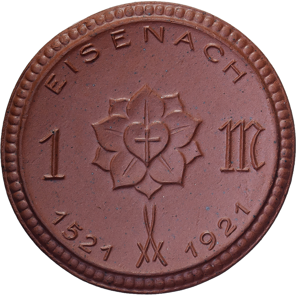 Weimar Republic, Stadt Eisenach, 1 Mark, 1921, , Porcelain