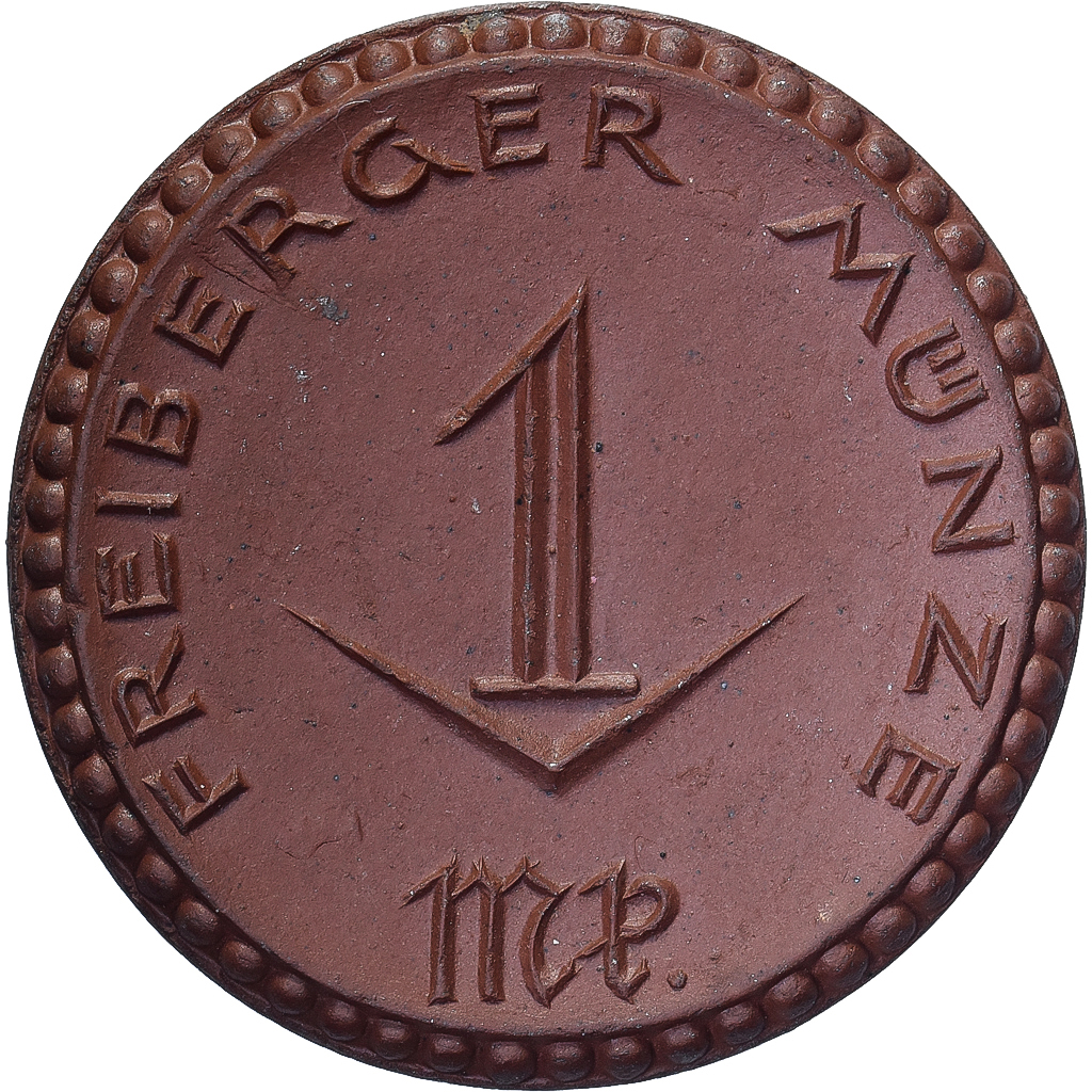 Weimar Republic, Stadt Freiberg, 1 Mark, 1921, , Porcelain