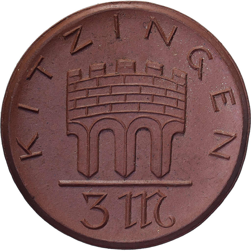Weimar Republic, Stadt Kitzingen, 3 Mark, 1921, , Porcelain