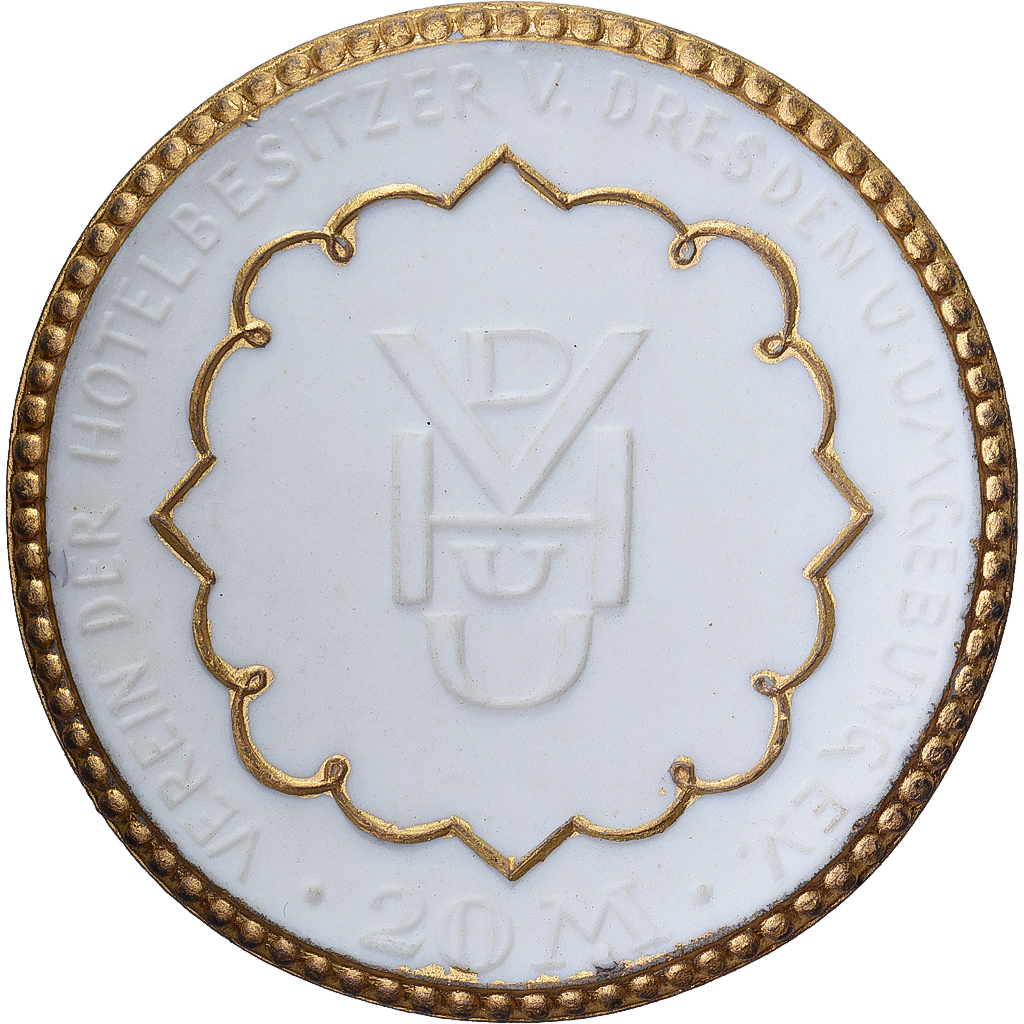 Weimar Republic, Stadt Dresden, 20 Mark, 1921, Gilded, , Porcelain