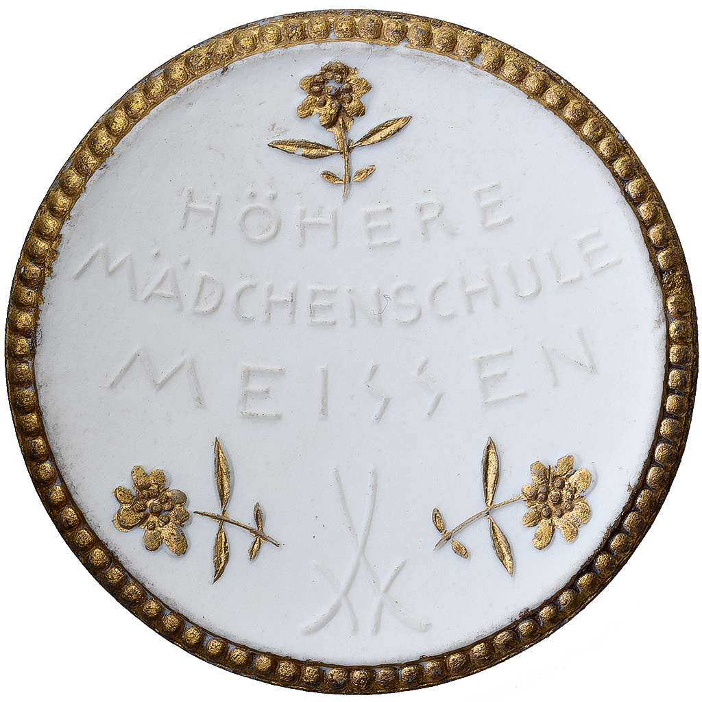Germany, Medal, Höhere Mädchenschule, Meissen, 1921, Porcelain, Gilded