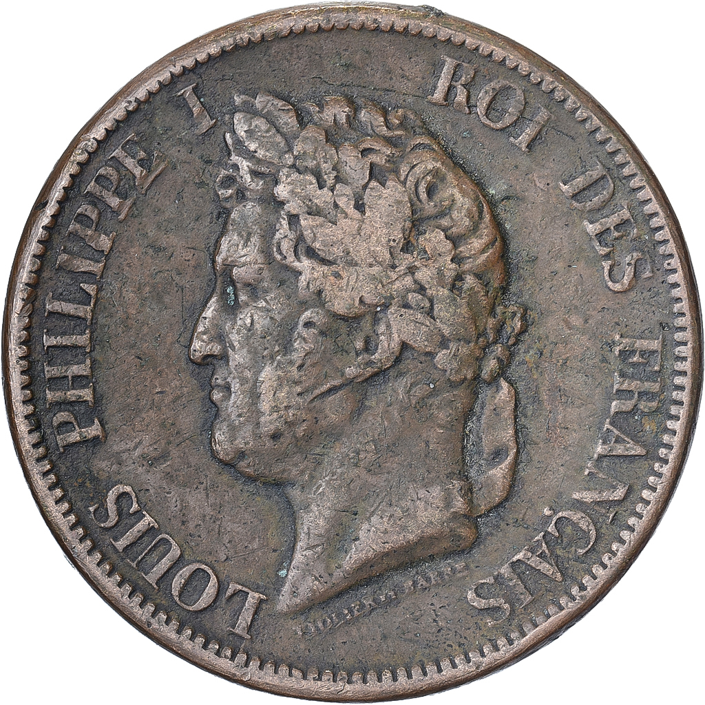 French Colonies, Louis Philippe I, 10 Centimes, 1841, Paris, Bronze, 