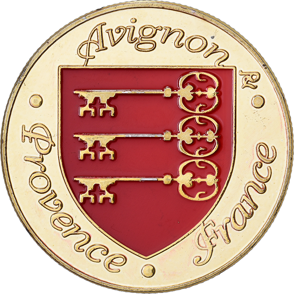 France, Medal, Avignon - Le Pont d'Avignon, Gilt steel, Colourized, 