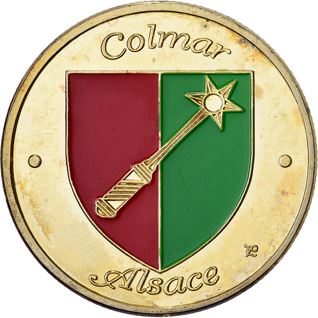 France, Medal, Alsace - Colmar - Maison Pfister, Gilt steel, Colourized, 