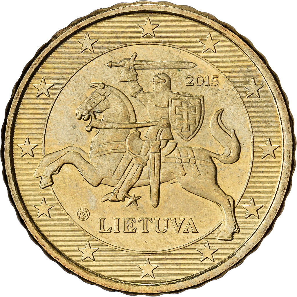 Lithuania, 10 Centimes, 2015, Vilnius, Nordic gold, MS