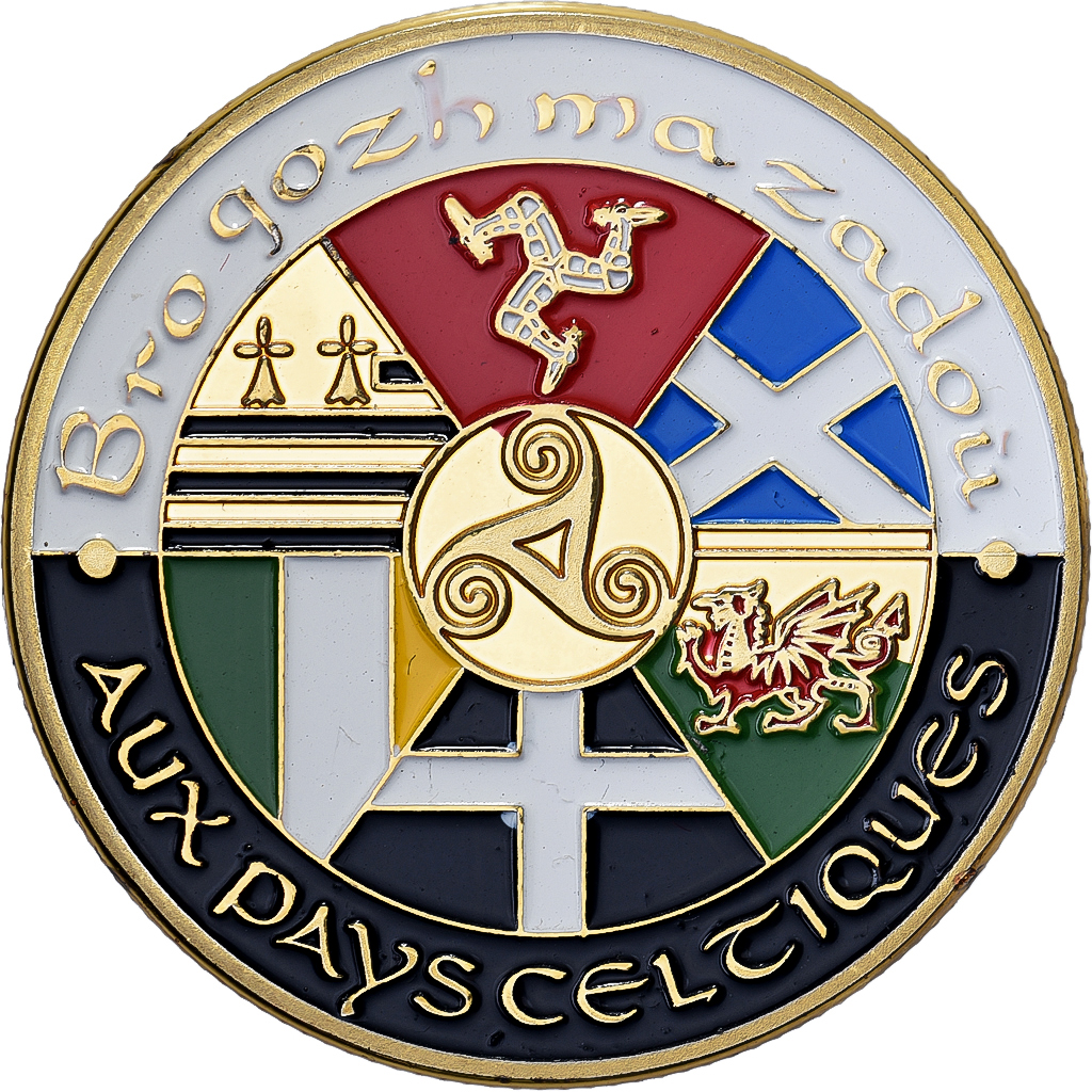 France, Medal, Bretagne - Aux pays celtiques, Gilt steel, Colourized, 