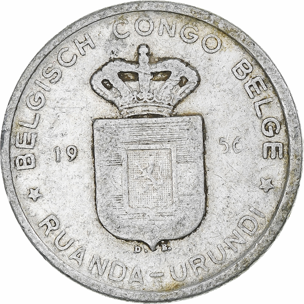 Belgian Congo, 5 Francs, 1956