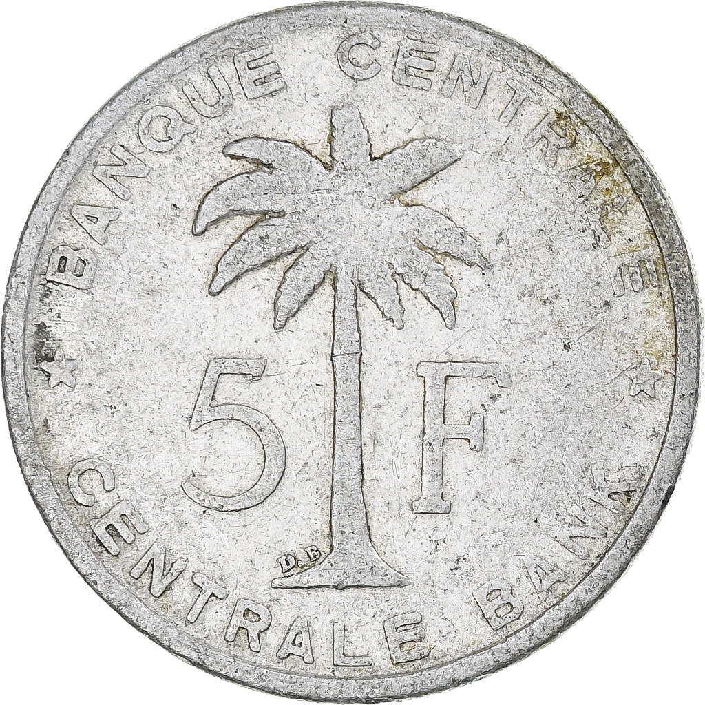 Belgian Congo, 5 Francs, 1956